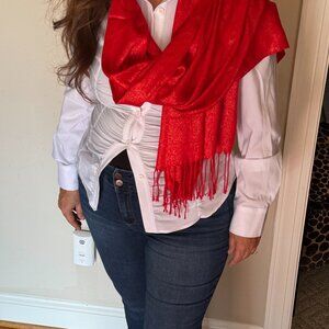 Festive Glitter Scarf - Red